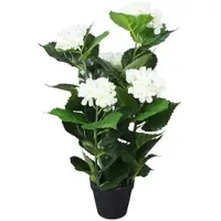 Furnicato Künstliche Hortensie mit Topf 60 cm Weiß