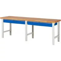RAU Werkbank mit 4 Schubladen - 150:4 - höhenverstellbar 790-1.140 mm - 2.500 x 700 mm (BxT) - Traglast 750 kg - Buche