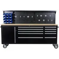 Luxtom | Werkbank mit Lochwand, 148x52x213cm, Werkstatttisch, Arbeitstisch, Werkstattwagen, Werkzeugwagen, Mobiler Arbeitstisch
