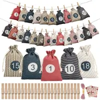 Snq 24 Adventskalender zum Befš¹llen, 2025 Weihnachtskalender Stoffs?ckchen Selberfš¹llen, DIY Adventskalender Selbst Basteln Stoffbeutel, Weihnachten Advents S?ckchen fš¹r Kinder Frauen M?dchen