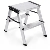 Sekey Trittleiter 2 Stufen klappbar aus Aluminium, bis 150 kg belastbar, für Haushalt & Küche