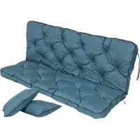 TexDeko Bankauflage mit Rückenlehne für Hollywoodschaukel wasserabweisend UV-beständig, 110x50x56cm, Türkis