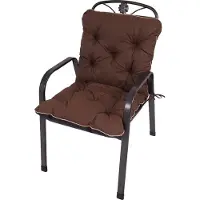 TexDeko Ecolen Niedriglehner Auflage für Gartenstuhl 80x40cm Leinenstruktur hochwertig gepolstert UV-beständig & wasserabweisend (Braun)