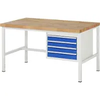 RAU Werkbank mit 4 Schubladen - Vollauszug - 90:4 - höhenverstellbar 840-1.040 mm - 1.500 x 900 mm (BxT) - Traglast 1.250 kg - Buche