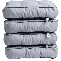 TexDeko 4er Pack Loungekissen Gartenpolster für Rattanmöbel UV-Schutz & Wasserabweisend 55x55x12 cm (Hell-Grau)