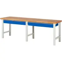 RAU Werkbank mit 4 Schubladen - 150:4 - 840 x 2.500 x 700 mm (HxBxT) - Traglast 750 kg - Buche