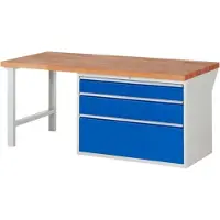 RAU Werkbank mit 3 XXL Schubladen - Teilauszug - 150:1 / 210:1 / 360:1 - 890 x 2.000 x 900 mm (HxBxT) - Traglast 1.000 kg - Buche