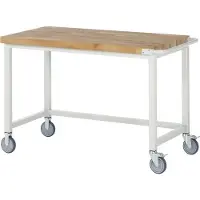 RAU Mobiler Arbeitstisch - Werkbank - höhenverstellbar 880 - 1.080 mm - 1.250 x 700 mm (HxBxT) - Traglast 450 kg - Buche