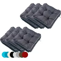 TexDeko 6er Pack Loungekissen Gartenpolster für Rattanmöbel UV-Schutz & Wasserabweisend 70x70x12 cm (Schwarz)