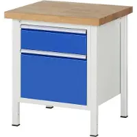 RAU Werkbank mit 2 Schubladen - Vollauszug - 180:1 / 360:1 - höhenverstellbar 840-1.040 mm - 750 x 700 mm (BxT) - Traglast 1.250 kg - Buche