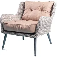 TexDeko Loungekissen Gartenpolster Set mit Rückenkissen für Rattanmöbel Wasserabweisend 70x70x12cm + 70x40x12cm (Taupe)