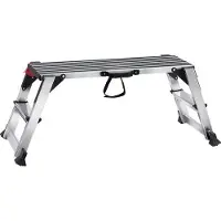Merkloos Aluminium Arbeitspodest Klappbare Werkbank 100x30x48,7cm Arbeitsplattform 200kg Tragkraft Trittbank mit Sicherheitsverschlüssen Trittleiter für Home Office Werkstatt & Garage Silber