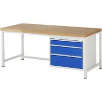 RAU Werkbank mit 3 XL Schubladen - Teilauszug - 120:1 / 180:1 / 240:1 - 840 x 2.000 x 900 mm (HxBxT) - Traglast 1.250 kg - Buche