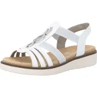 Remonte Damen Sandale flach Gummizug Kette D2041, Größe:41 EU, Farbe:Weiß