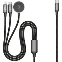 H24z 3-in-1 Ladekabel für Apple Watch 1,2 m – USB-C 60W, Lightning 30W &Ladefunktion