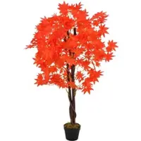 Furnicato Künstliche Pflanze Ahornbaum mit Topf Rot 120 cm