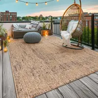 TT Home In-& Outdoorteppich Wetterfest Garten Terrasse Esszimmer Unifarben Moderner Boho Style Abstrakte Optik Größe 120x160 cm