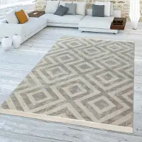 TT Home In-& Outdoorteppich Wetterfest Balkon Teppich Küche Rauten Design Soft Skandi Design Geometrisches Design Größe 60x100 cm