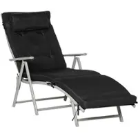 Furnicato Sonnenliege Klappbar Mit Kopfkissen 7-fach Verstellbar Schwarz