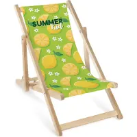 AllBags Kinder Klapp-Liegestuhl aus Holz mit Zitronen- und Summer Time Motiv – Kinder Sonnenliege, Strandliege