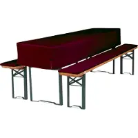 TexDeko Bierbankauflagen gepolstert 220x25x2cm mit Tischdecke 3TLG Set waschbar für Bierzeltgarnitur (220x70x30cm Bordeaux)