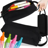 Krumad Federmäppchen Schule, Schlamppermäppchen aus Stoff, Vielseitiges Etui für Stifte oder Schrein, Leicht & Wasserabweisend, Schwarz
