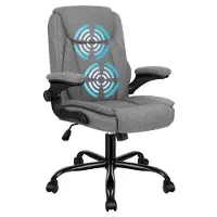 ALFORDSON Ergonomischer Massage BüRostuhl Mid Back Mit Klappbarer Armlehne, Kunstleder Studienstuhl Mit Sgs Gelistet Gas-Lift, Gaming Stuhl, Grau
