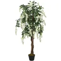 Furnicato Glyzinienbaum Künstlich 1260 Blätter 180 cm Grün und Weiß