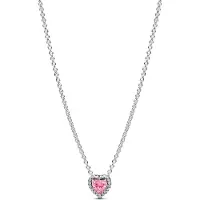 Pandora 398425C02-45 Damen-Halskette Erhabenes Herz Pink