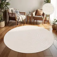 TT Home In-& Outdoorteppich Wetterfest Balkon Schlafzimmer Boho Skandi Motiv Unifarben Geometrische Optik Moderner Style Größe 120 cm Rund