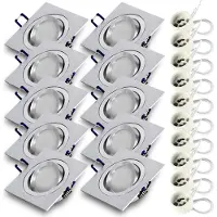RADAM 10x Einbauspot SET RIK.13 schwenkbar aluminium eckig GU10 7W warmweiss