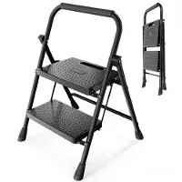 Sekey Trittleiter 2 Stufen Klappbar – Rutschsichere 36 cm XXL Trittstufen, bis 150 kg