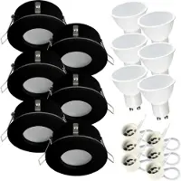 RADAM Einbaustrahler SET 6x GU10 Einbauleuchte 7W neutralweiss Deckenspot IP44 Einbauspot Küche Badezimmerleuchte RIK.5 Schwarz Einbaurahmen