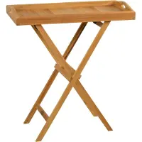 Kai Wiechmann Teak Serviertisch Lucca Luxus 70 x 35 cm als hochwertiger Tabletttisch Beistelltisch mit abnehmbarem Tablett aus Teakholz