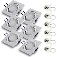 RADAM 6x Einbauspot SET RIK.13 schwenkbar aluminium eckig GU10 7W warmweiss