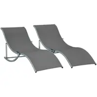 Furnicato 2er Set Sonnenliege Gartenliegen Stoffliege Aluminium 165x61x63 Cm Dunkelgrau