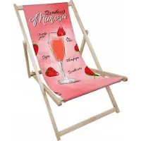 AllBags Liegestuhl klappbar aus Holz mit Strawberry-Mimosa Motiv – Klappstuhl Klappliege Sonnenstuhl Strandstuhl Gartenliege
