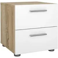 Wellhome - Nachttisch mit 2 Schubladen in den Farben Eiche und Weiß 40 x 41 x 43 cm - Segre Oak