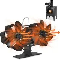 Ele eleoption Holzofenventilator mit Doppelmotoren, 12 Flügel, Holzofenventilator, wärmebetrieben, Kaminventilator, Holzofenzubehör für Holz-/Gas-/Holzofen