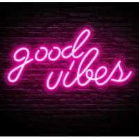 Lapalife Good Vibes Leuchtreklame LED Neonlicht USB Neonschild Neon Nachtlicht für Wand Kinderzimmer Spielzimmer Bar Party Weihnachten Dekoration, Rosa