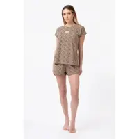 FILA Shorty , Damen, Gr. L, savage, Jersey, Obermaterial: 100% Baumwolle, bequem kurz, Rundhals, Homewear-Sets Shorty, im Animal-Look, Baumwolle, Kurzarm