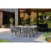Diamond Garden Bari Ausziehtisch Edelstahl Dunkelgrau/Teak Natur 3 Planken 210-260x100 cm