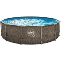 Mountfield RUNDER POOL MIT METALLRAHMEN – 3,66 x 0,91 m Korbdesign (Doppel-Rattan)