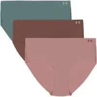 Under Armour 3er Pack Pure Stretch No-Show Solid Hipster Damen 678 - tourmaline pink XS
