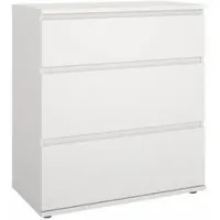 Wellhome - Schlafzimmerkommode mit 3 Schubladen in der Farbe Weiß 77 x 40 x 84 cm - Júcar White
