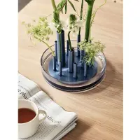 Fritz Hansen Ikeru Vase Low Dusk Blue - , Blau, Metall