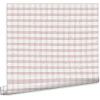 Laura Ashley Vliestapete "Gingham Pale Amethyst Purple" floral texturiert 10mx52cm