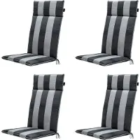 Madison - Gartenstuhlauflage High Back Alice grau - Ca. 120x50 cm - 4er-Set