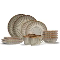 Cosy & Trendy Astera Pearl 16-teiliges Geschirrset für 4 Personen – 4 Speiseteller, 4 Frühstücksteller, 4 Schüsseln und 4 Becher