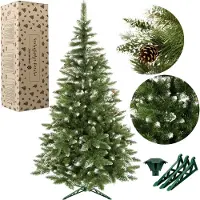 Springos Künstlicher Weihnachtsbaum Diamantkiefer Kunstschnee echte Zapfen 200 cm